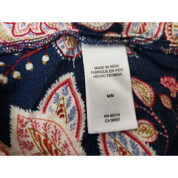 Lucky Brand Womens Top Size M Floral Boho Peasant Blouse Long Sleeve Fairy - Picture 8 of 9